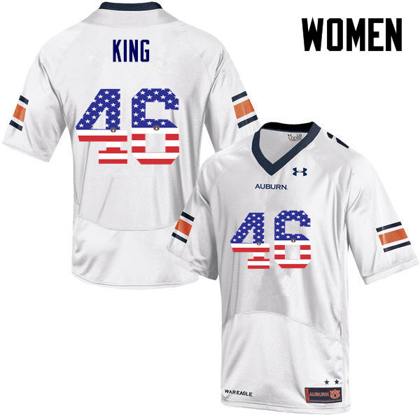 Women #46 Caleb King Auburn Tigers USA Flag Fashion College Football Jerseys-White